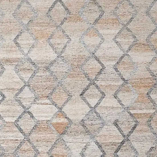 Gray Ivory And Tan Geometric Hand Woven Stain Resistant Area Rug With Fringe Photo 3