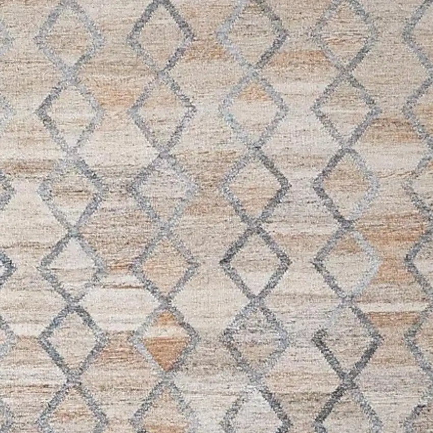 Gray Ivory And Tan Geometric Hand Woven Stain Resistant Area Rug With Fringe Photo 3