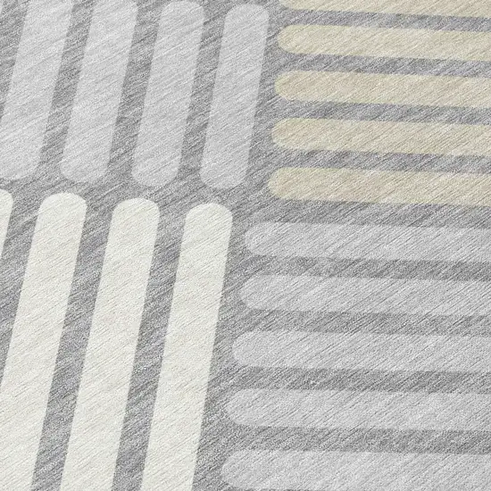 Gray Ivory And Tan Geometric Washable Indoor Outdoor Area Rug Photo 7