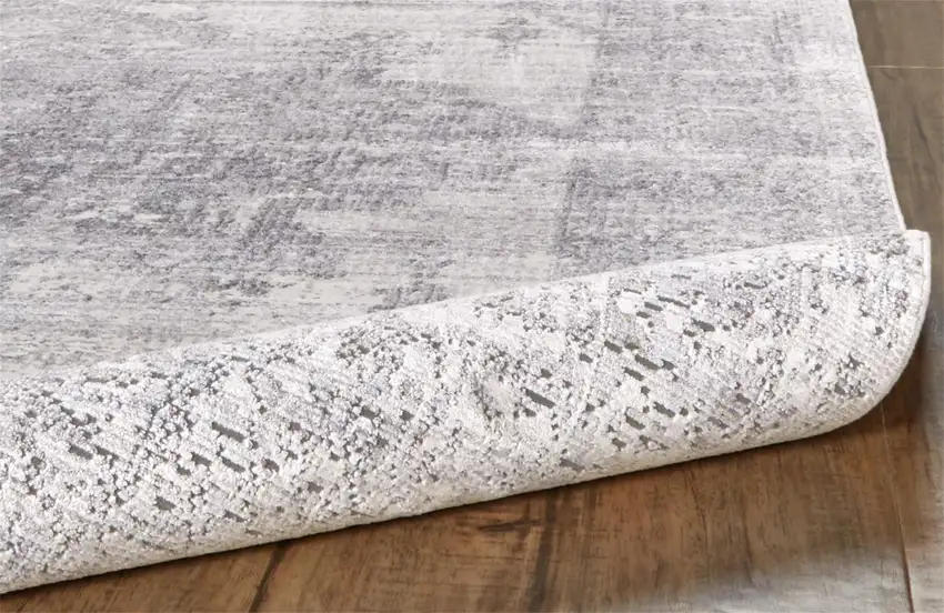 Gray Ivory And Taupe Abstract Distressed Area Rug With Fringe Photo 4