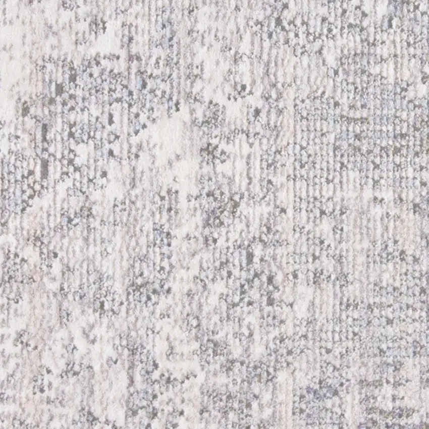 Gray Ivory And Taupe Abstract Distressed Area Rug With Fringe Photo 4