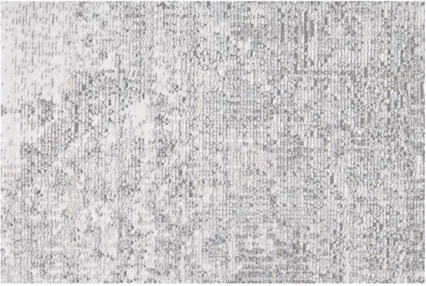 Gray Ivory And Taupe Abstract Distressed Area Rug With Fringe Photo 1