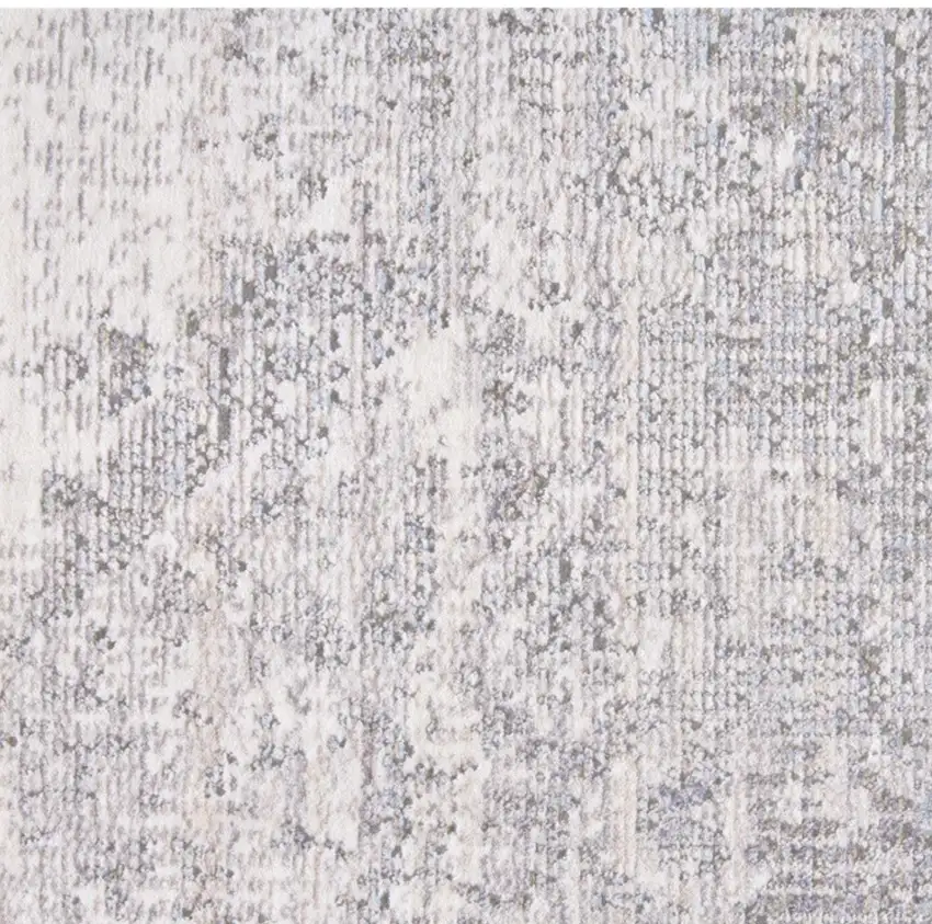 Gray Ivory And Taupe Abstract Distressed Area Rug With Fringe Photo 5