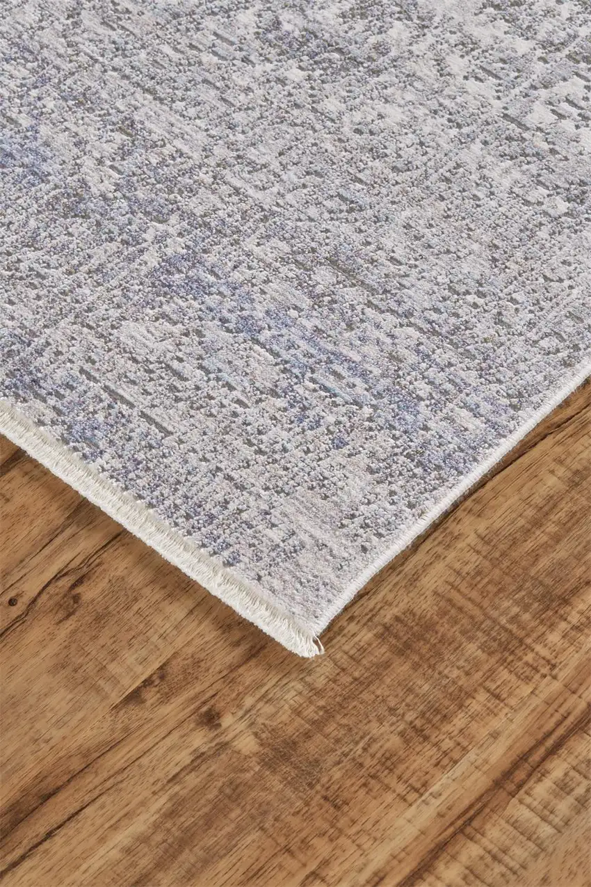 Gray Ivory And Taupe Abstract Distressed Area Rug With Fringe Photo 2