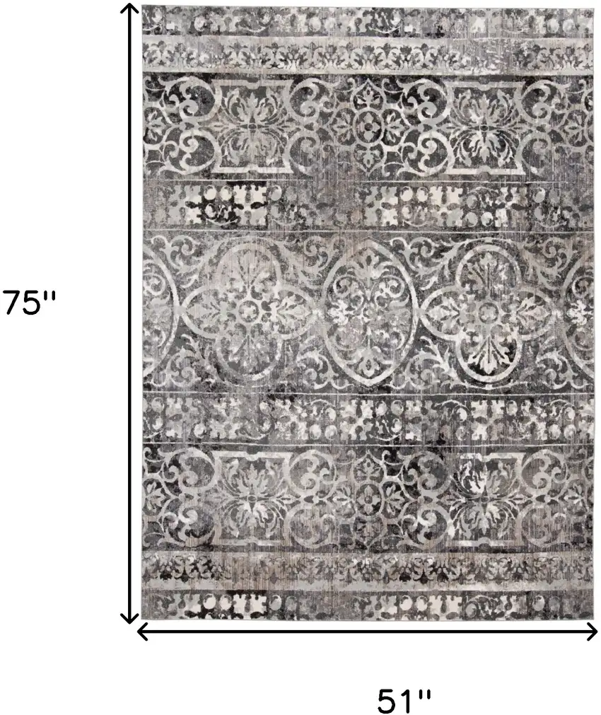Gray Ivory And Taupe Abstract Stain Resistant Area Rug Photo 10