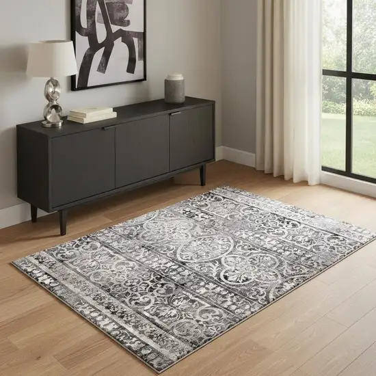 Gray Ivory And Taupe Abstract Stain Resistant Area Rug Photo 1