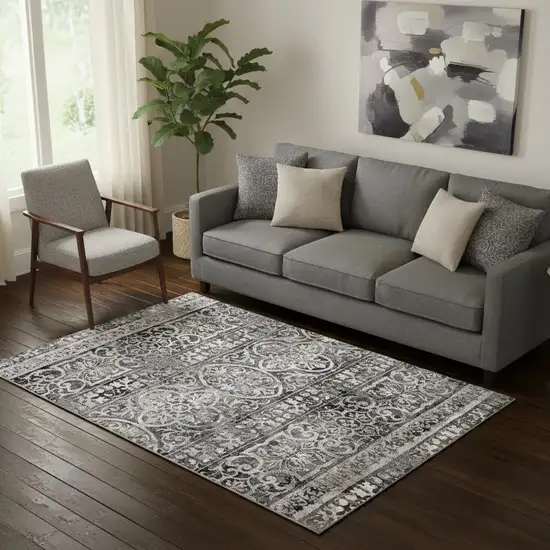 Gray Ivory And Taupe Abstract Stain Resistant Area Rug Photo 1