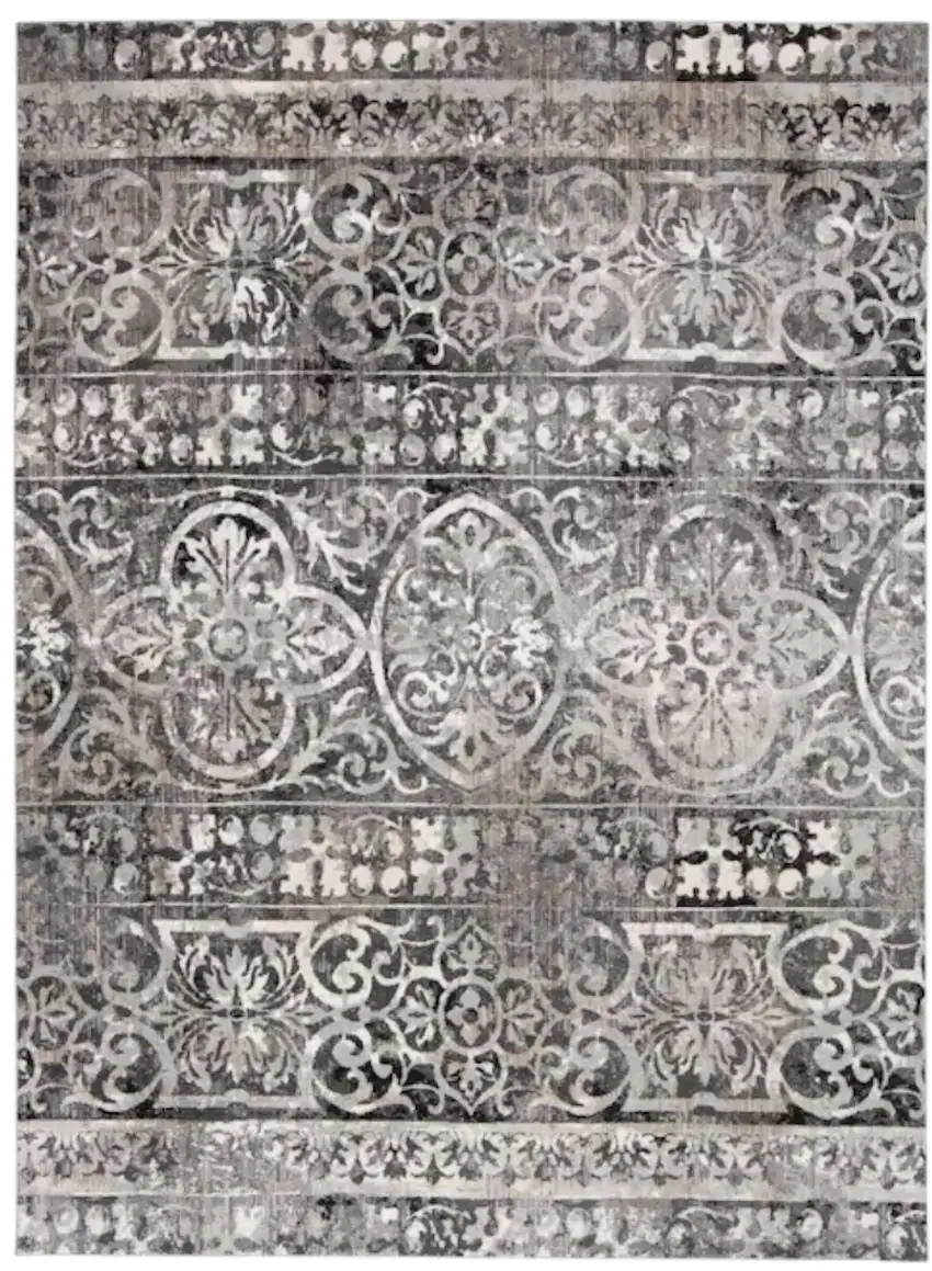 Gray Ivory And Taupe Abstract Stain Resistant Area Rug Photo 2