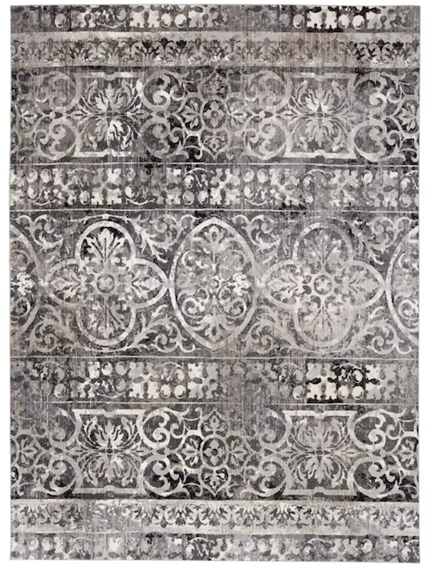 Gray Ivory And Taupe Abstract Stain Resistant Area Rug Photo 2