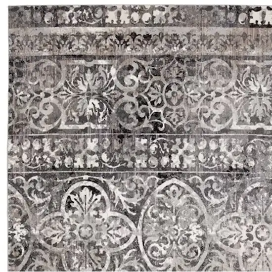 Gray and Ivory Oriental Distressed Area Rug Photo 5