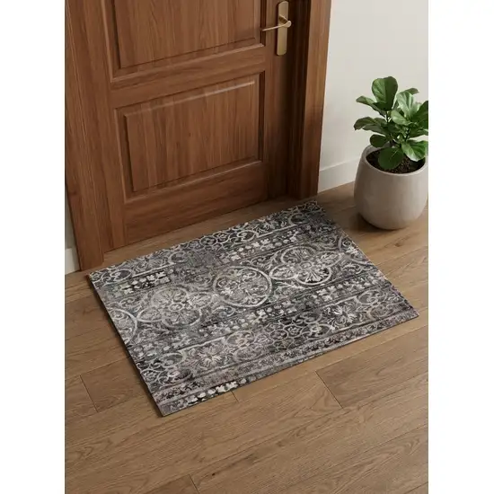 Gray Ivory And Taupe Abstract Stain Resistant Area Rug Photo 1
