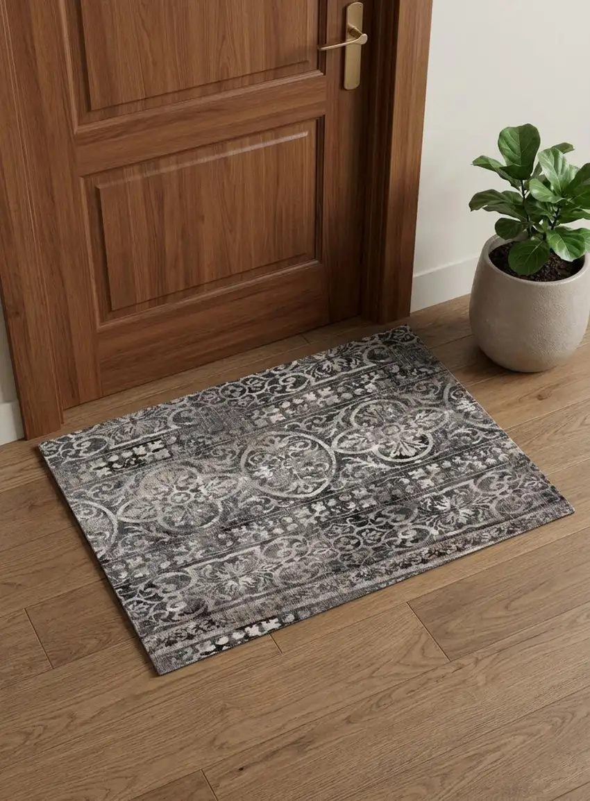 Gray Ivory And Taupe Abstract Stain Resistant Area Rug Photo 1