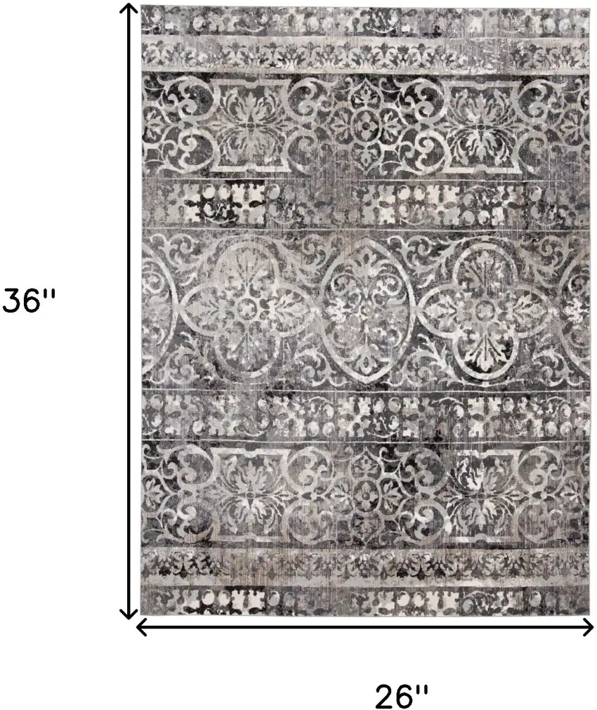 Gray Ivory And Taupe Abstract Stain Resistant Area Rug Photo 9