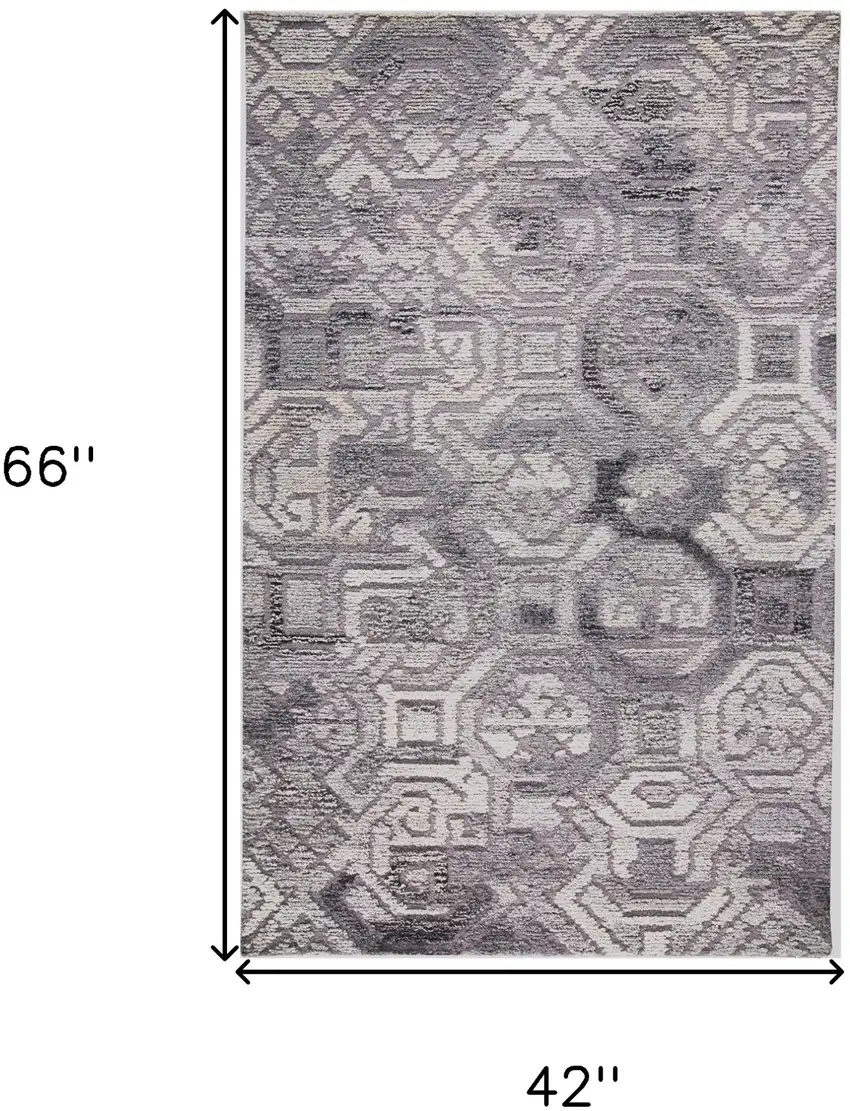 Gray and Ivory Wool Abstract Hand Tufted Area Rug Photo 3