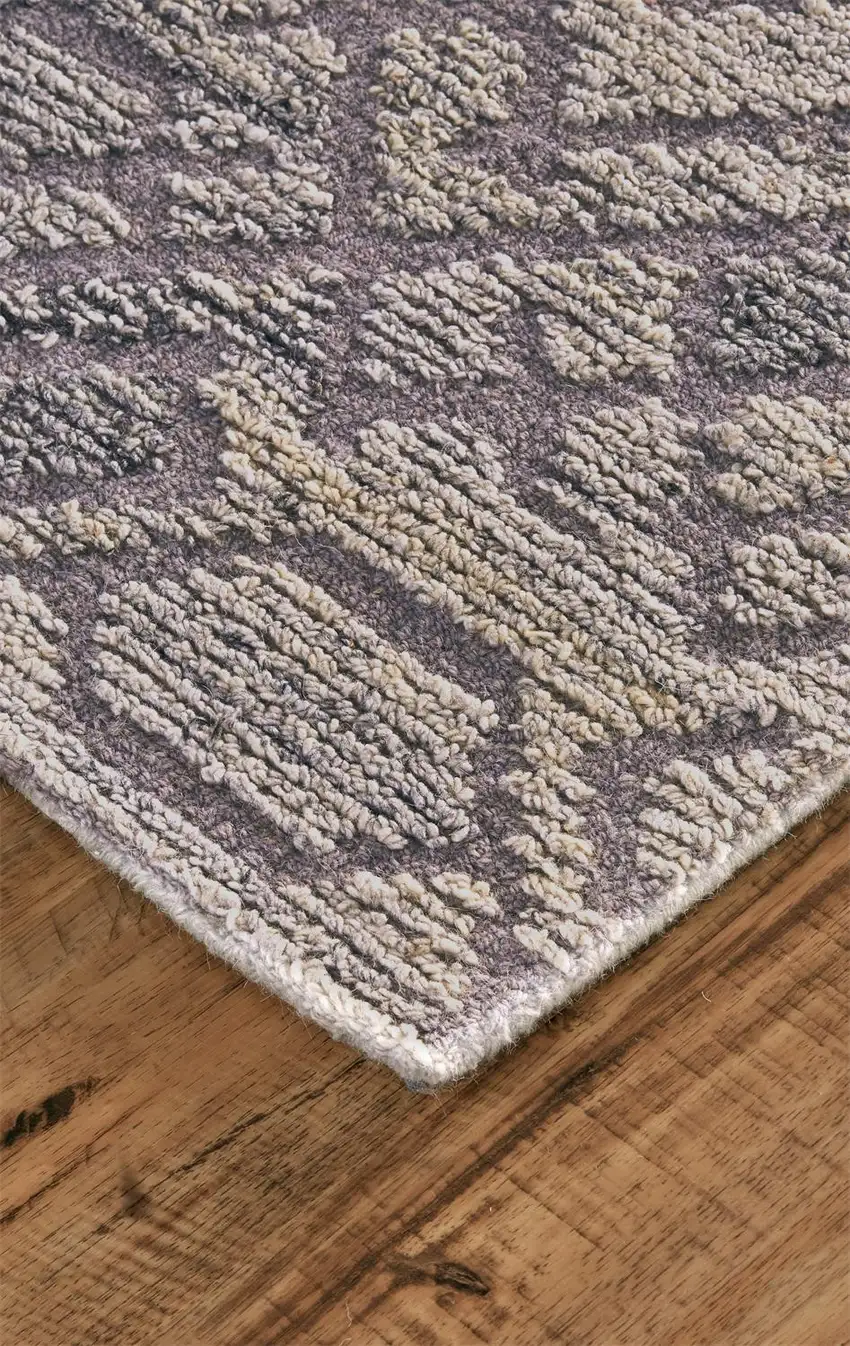 Gray Ivory And Taupe Wool Abstract Tufted Handmade Area Rug Photo 8