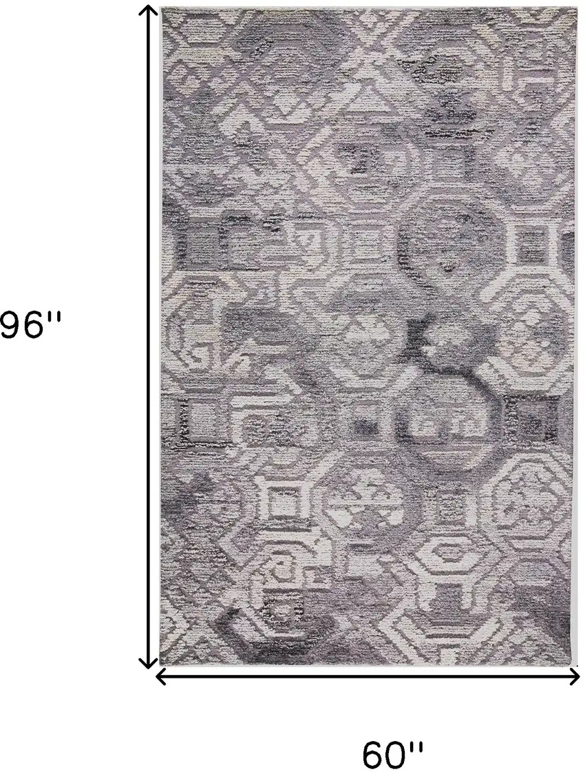 Gray and Ivory Wool Abstract Hand Tufted Area Rug Photo 3