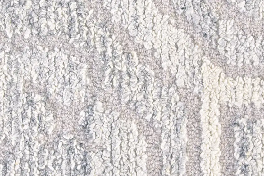 Gray Ivory And Taupe Wool Abstract Tufted Handmade Area Rug Photo 9