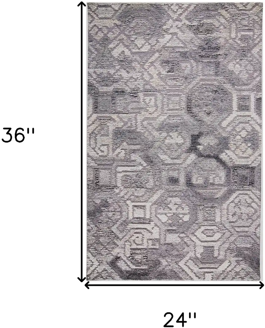 Gray and Ivory Wool Abstract Hand Tufted Area Rug Photo 3