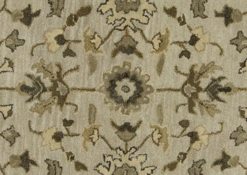 Gray Ivory And Taupe Wool Floral Tufted Handmade Stain Resistant Area Rug Photo 8