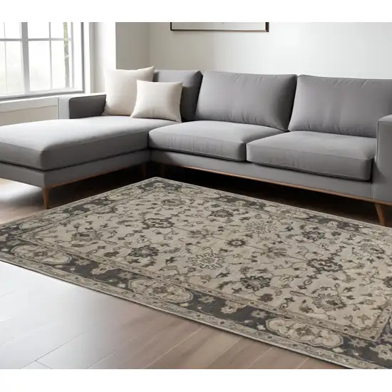 Gray Ivory And Taupe Wool Floral Tufted Handmade Stain Resistant Area Rug Photo 1
