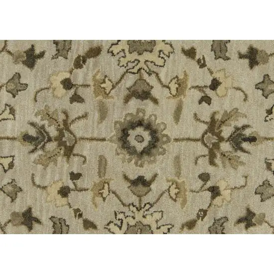 Gray Ivory And Taupe Wool Floral Tufted Handmade Stain Resistant Area Rug Photo 8