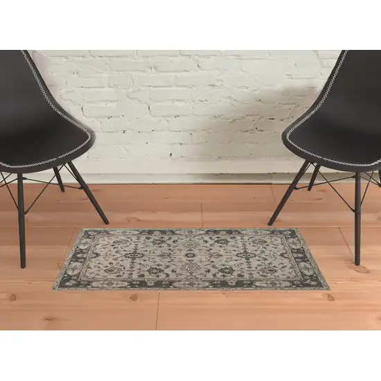Gray Ivory And Taupe Wool Floral Tufted Handmade Stain Resistant Area Rug Photo 2