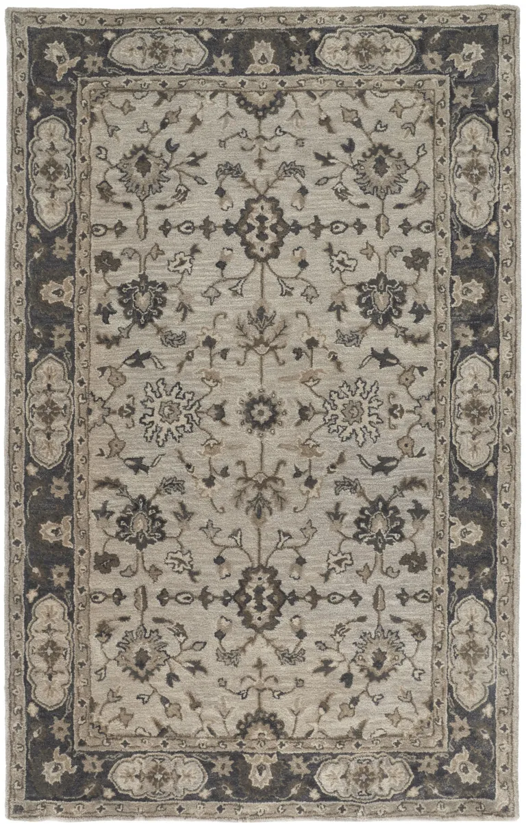 Gray Ivory And Taupe Wool Floral Tufted Handmade Stain Resistant Area Rug Photo 1