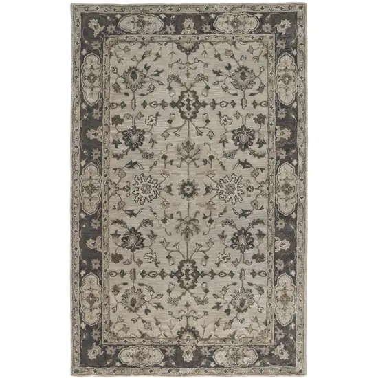 Gray Ivory And Taupe Wool Floral Tufted Handmade Stain Resistant Area Rug Photo 1