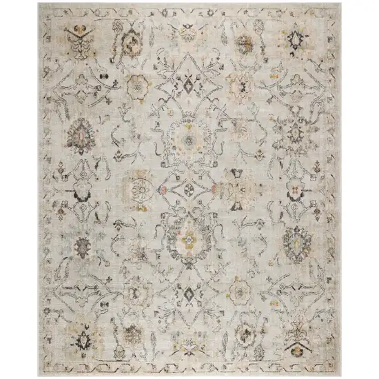 Gray Ivory And Yellow Floral Distressed Area Rug Photo 6