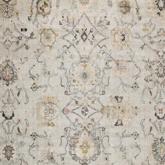 Gray Ivory And Yellow Floral Distressed Area Rug Photo 7