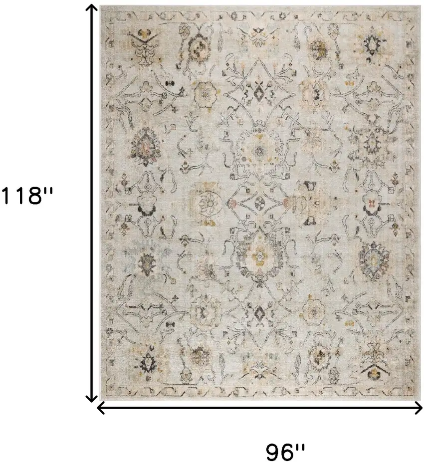 Gray Ivory And Yellow Floral Distressed Area Rug Photo 3