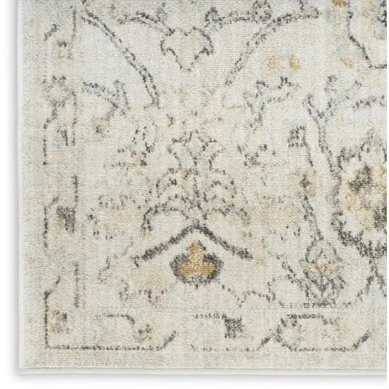 Gray Ivory And Yellow Floral Distressed Area Rug Photo 9