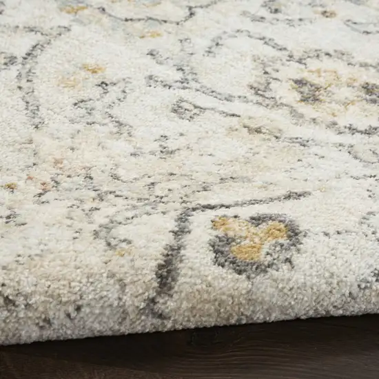 Gray Ivory And Yellow Floral Distressed Area Rug Photo 9