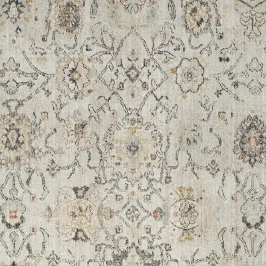 Gray Ivory And Yellow Floral Distressed Area Rug Photo 8