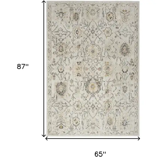 Gray Ivory And Yellow Floral Distressed Area Rug Photo 3