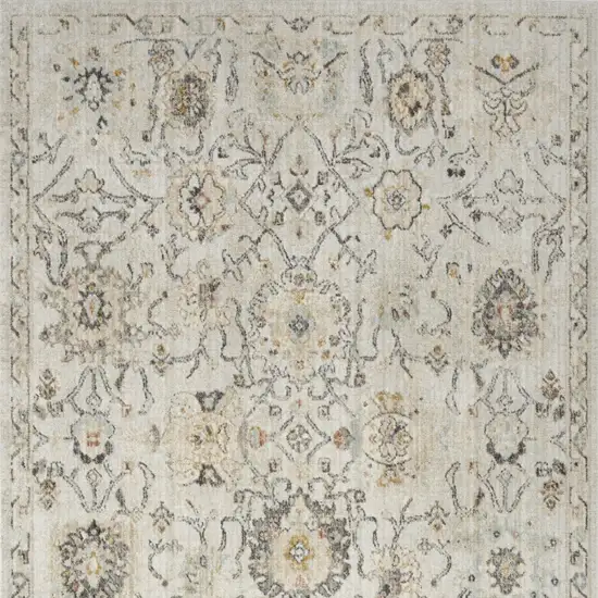 Gray Ivory And Yellow Floral Distressed Area Rug Photo 9