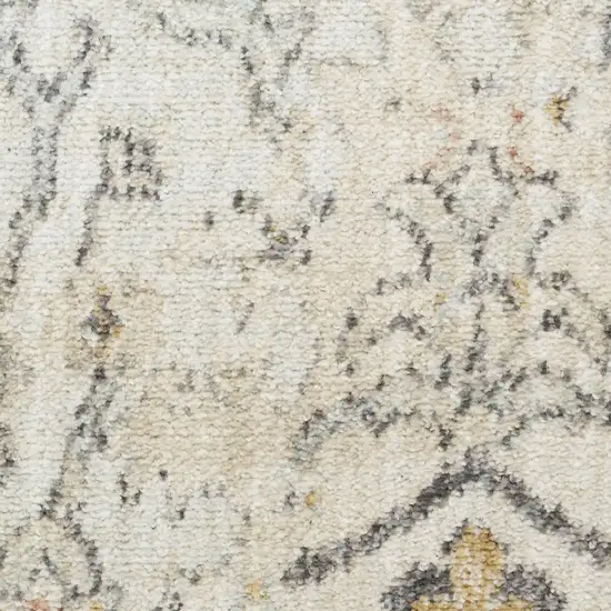 Gray Ivory And Yellow Floral Distressed Area Rug Photo 3