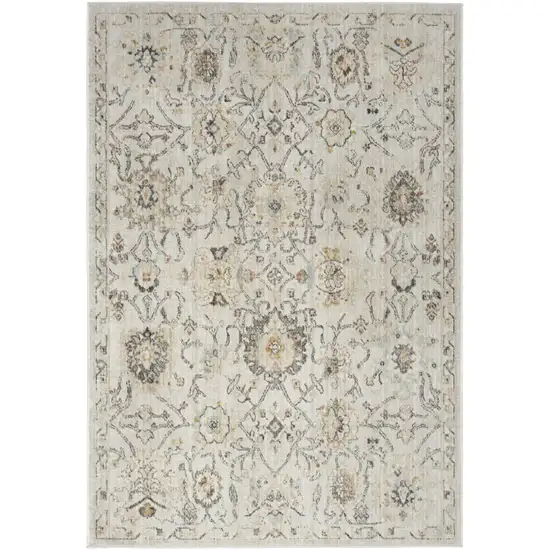 Gray Ivory And Yellow Floral Distressed Area Rug Photo 7