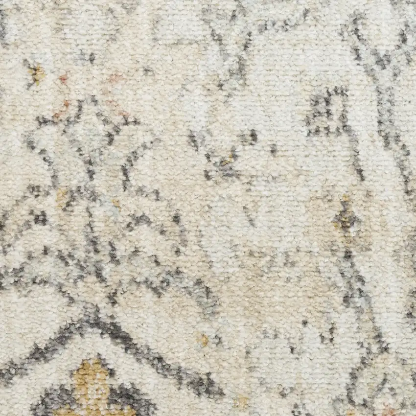 Gray Ivory And Yellow Floral Distressed Area Rug Photo 4