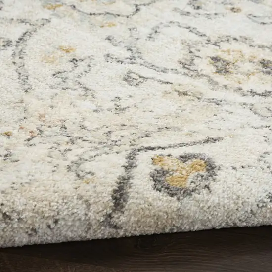 Gray Ivory And Yellow Floral Distressed Area Rug Photo 9