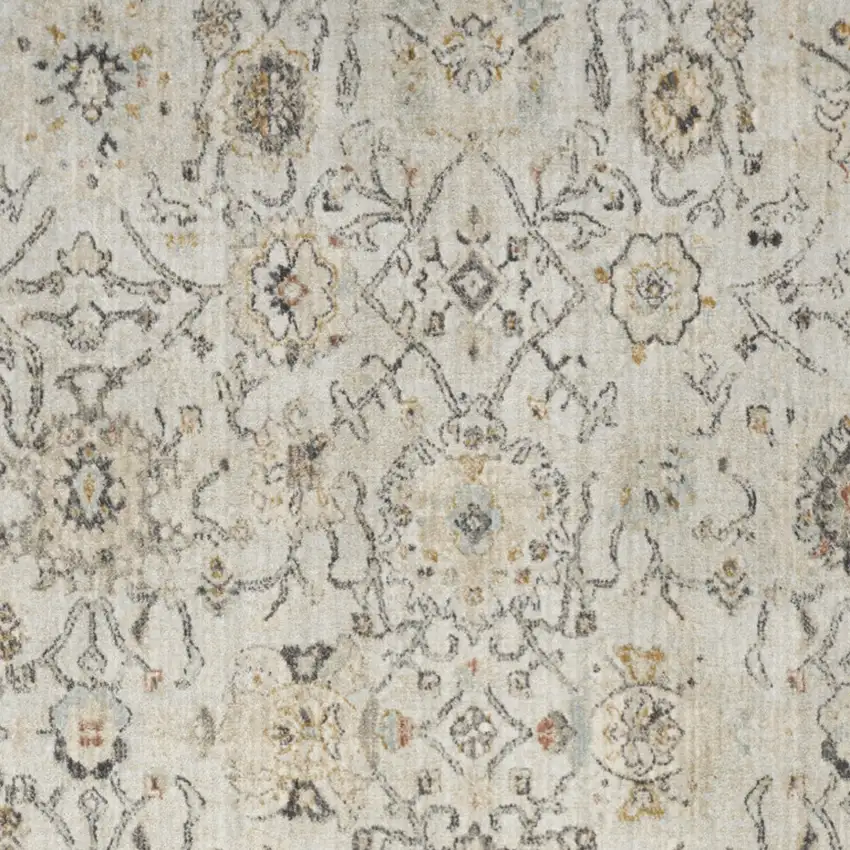Gray Ivory And Yellow Floral Distressed Area Rug Photo 8