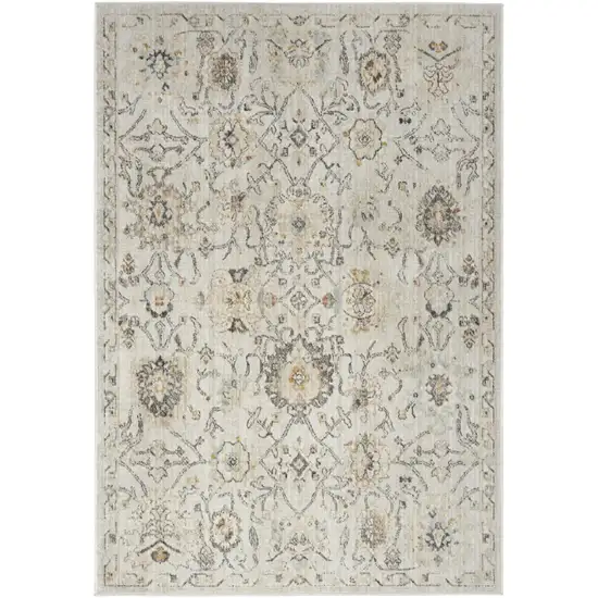 Gray Ivory And Yellow Floral Distressed Area Rug Photo 7