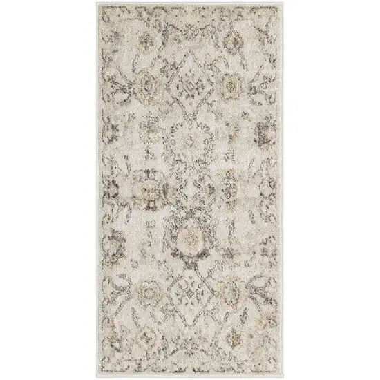 Gray Ivory And Yellow Floral Distressed Area Rug Photo 4