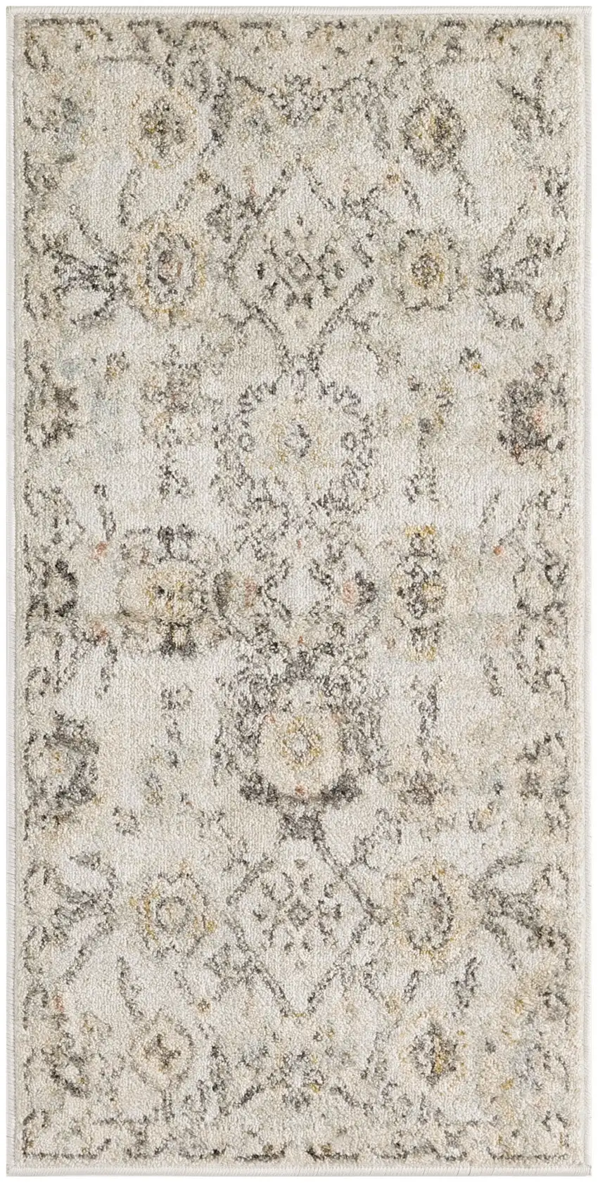 Gray Ivory And Yellow Floral Distressed Area Rug Photo 4