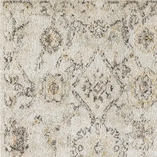 Gray Ivory And Yellow Floral Distressed Area Rug Photo 3