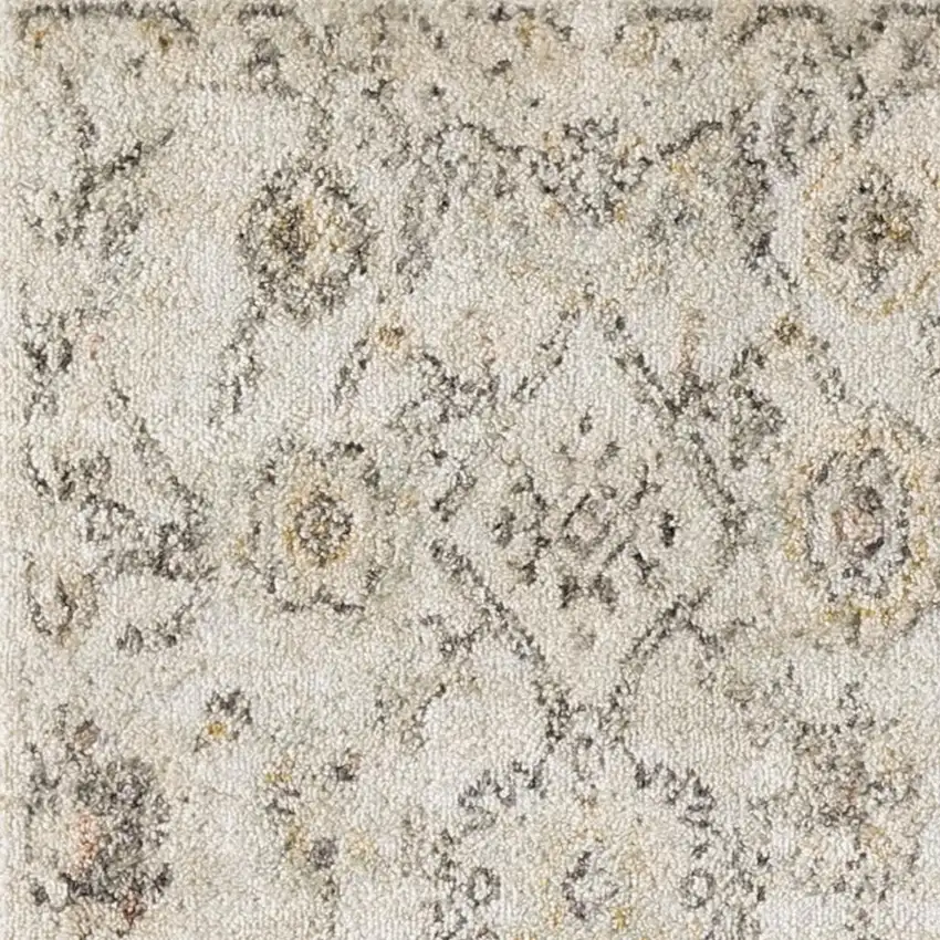 Gray Ivory And Yellow Floral Distressed Area Rug Photo 3