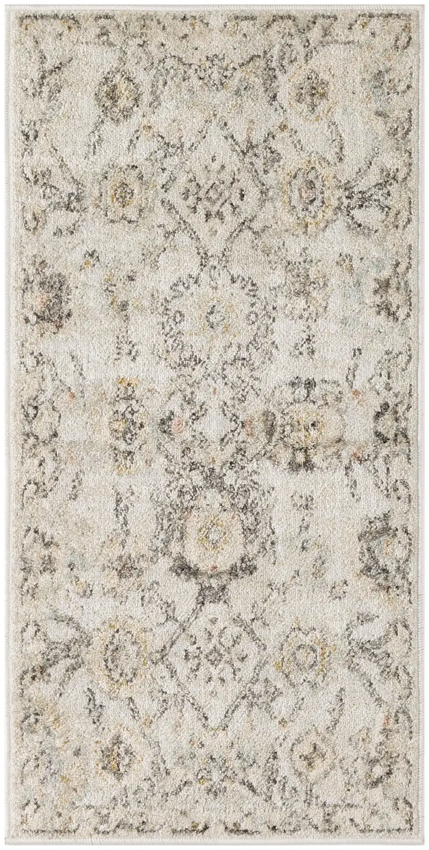 Gray Ivory And Yellow Floral Distressed Area Rug Photo 2