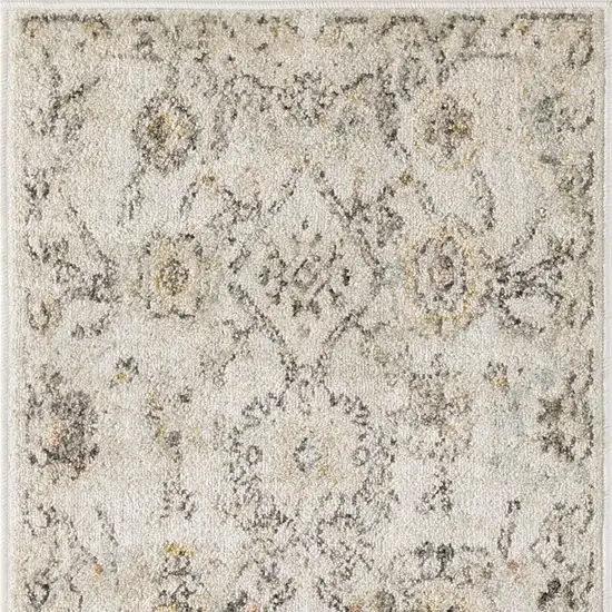 Gray Ivory And Yellow Floral Distressed Area Rug Photo 6