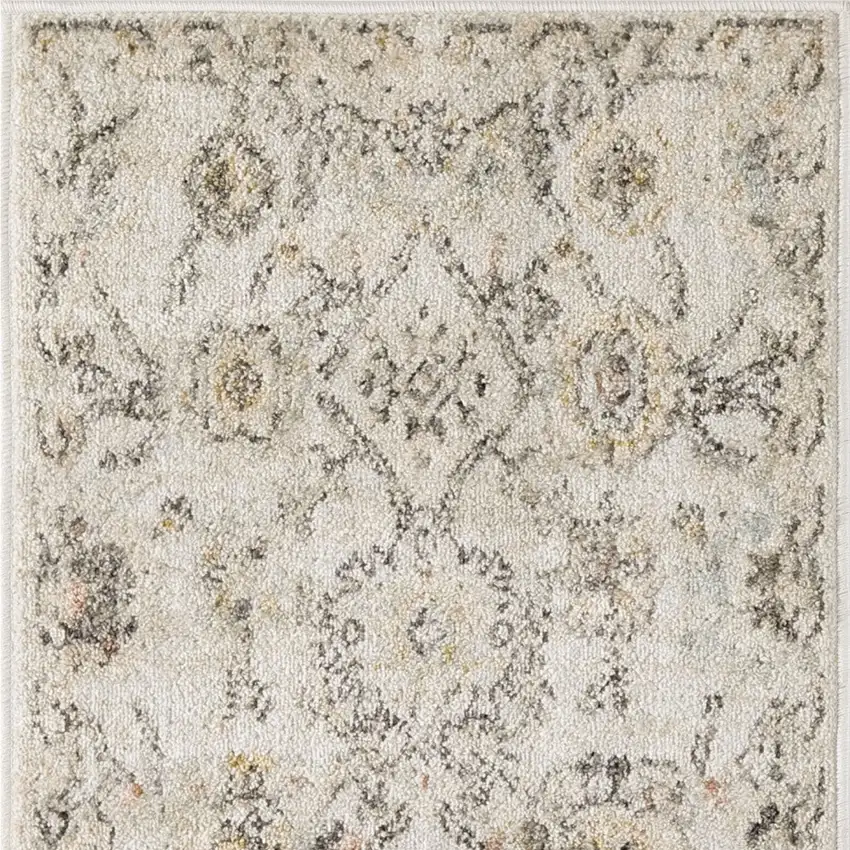 Gray Ivory And Yellow Floral Distressed Area Rug Photo 6