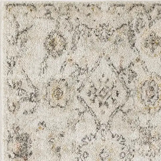 Gray Ivory And Yellow Floral Distressed Area Rug Photo 7